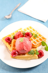 waffle with ice cream