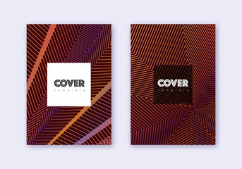 Hipster cover design template set. Orange abstract