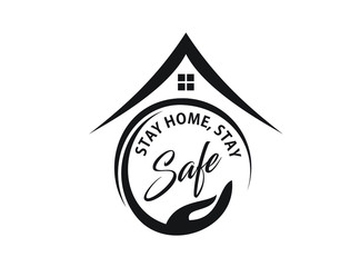 vector Stay at home stay safe sign 