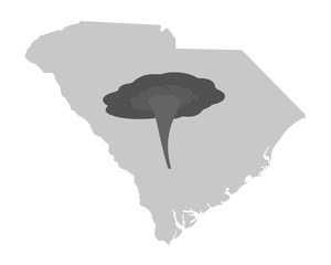 Karte von South Carolina und Tornadosymbol © lantapix