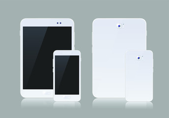 White Gadget with Blank Touch Screen . Isolated Elements on Background