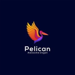Vector Logo Illustration Pelican Gradient Colorful Style.