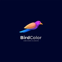 Vector Logo Illustration Bird Gradient Colorful Style.