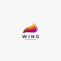 Vector Logo Illustration Wing Gradient Colorful Style.