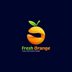 Vector Logo Illustration Fresh Orange Gradient Colorful Style.