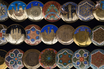 Hand made souvenir
 plates in Uzbekistan