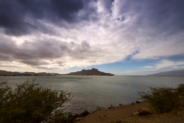 Fototapeta na wymiar View of Santo Antao island from Mindelo on the Sao Vicente island in Cape Verde - Republic of Cabo Verde