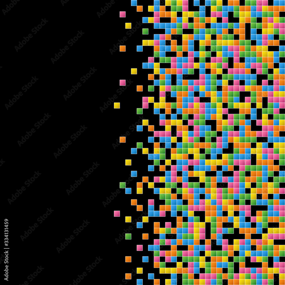 Poster bright digital background with colorful pixels equalizer. modern geometric style. texture and elemen