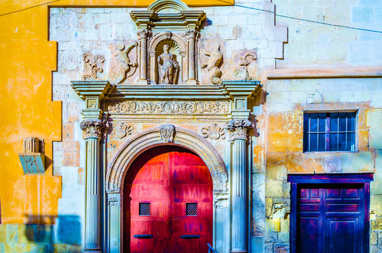 Architecture in Elche, Spain; colorful illustration