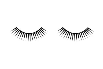 Eyelash long and thick. Mascara extension illustration. False lash logo. Vector icon design. Fashion