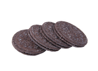 Black biscuit cookies with cream isolated on the white