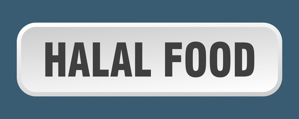 halal food button. halal food square 3d push button
