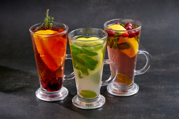 winter drinks with herbs and fruits