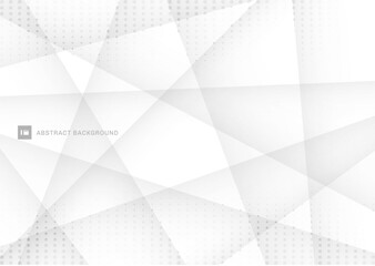 Obraz premium Abstract white and gray polygon background with halftone effect.