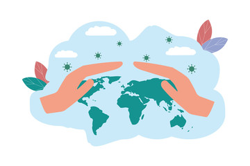 Coronavirus outbreak. World-wide danger. Pandemic concept with dangerous cells. Vector illustration.