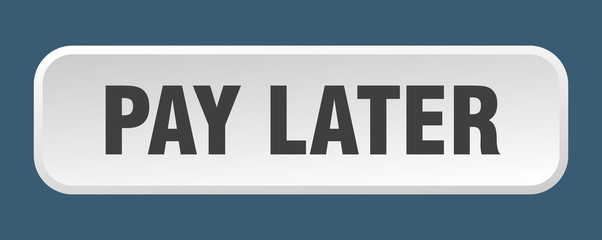 pay later button. pay later square 3d push button