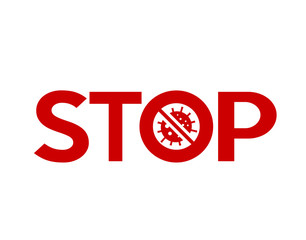 Red standard font bold STOP word on white background