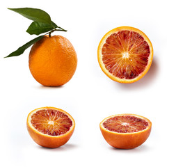 Italian Orange Cut Open – Mixed Type – Isolated on White Background