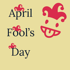 April Fool's Day wish, card on abstract background with colorful clown hat and blank copy space for writing your text