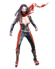 Fototapeta premium 3D japanese assassin woman render.