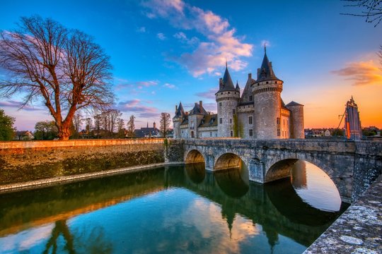 Famous medieval castle Sully sur Loire, Loire valley, France.