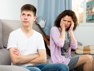Offended mother and teenage son