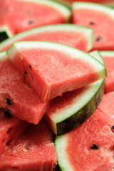 Pieces of fresh Watermelon on white background
