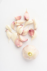 Onion slices with husk Isolated on a white background