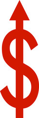 Increase Dollar up red sign arrow icon up arrow icon