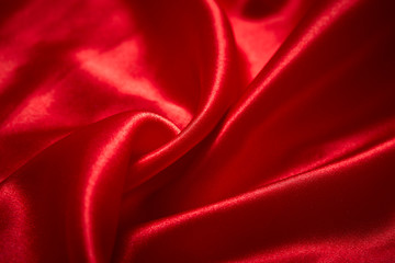 Naklejka na ściany i meble Valentines Day Background, Valentine Heart Red Silk Fabric, Wedding Love - Image