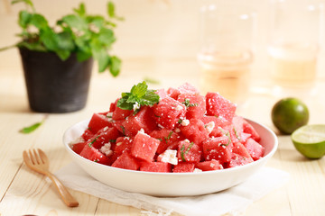watermelon salad with feta cheese