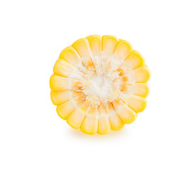 Sweet corn slice isolated on white background with clipping path 