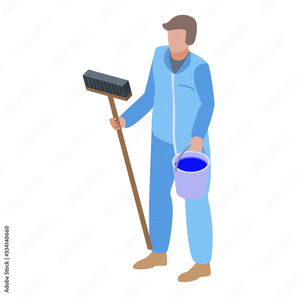 Poster window washer icon. isometric of window washer vector icon for web design isolated on white backgrou