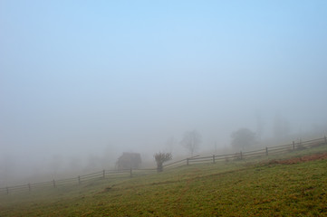 Obraz premium autumn fog in the village