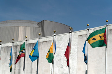NEW YORK, USA - MAY 25 2018 United Nations building exterior view