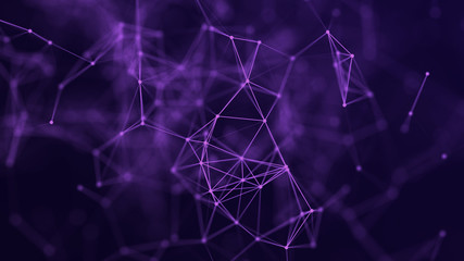 Technology background. Abstract connecting lines with dots. Network connection structure.  3D rendering