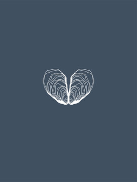 The World is Your Oyster Line Art on Blue