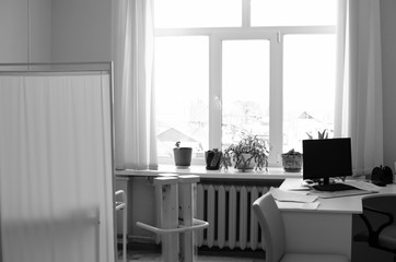 isolated hospital room with a bed and medical equipment in the hospital. Patient room in quarantine isolation. epidemic Coronavirus, MERS-CoV,  2019-nCoV,   Covid-19 self-isolation, pandemic