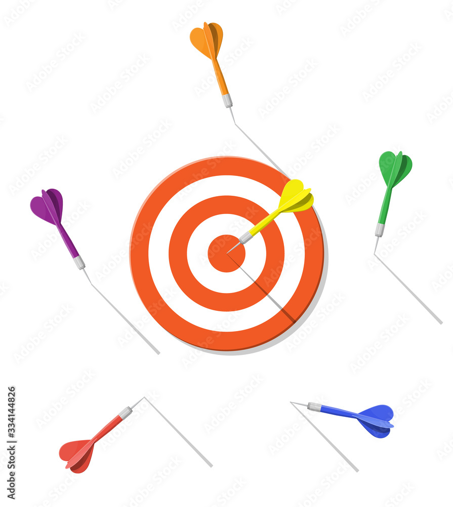 Poster target with dart in center. goal setting. smart goal. business target concept. achievement and succe