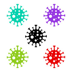Coronavirus COVID-19 dangerous bacteria cells pandemia disease and flu outbreak icons vector EPS 10