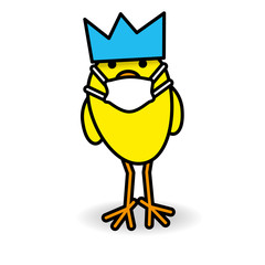 Cute Party Chick with Hat and Medical Mask
