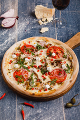 pizza with veal