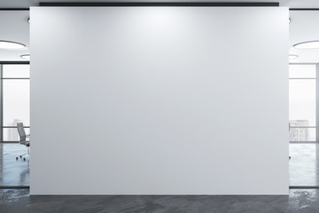 Blank wall in coworking office interior.