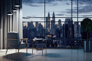 Chair and decorative table in modern living room