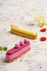 strawberry and lime eclairs