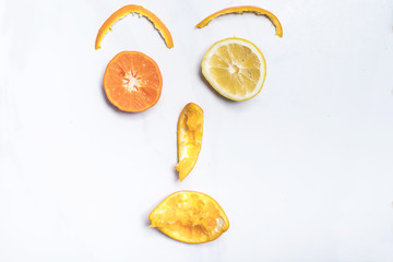 slices of orange on white background