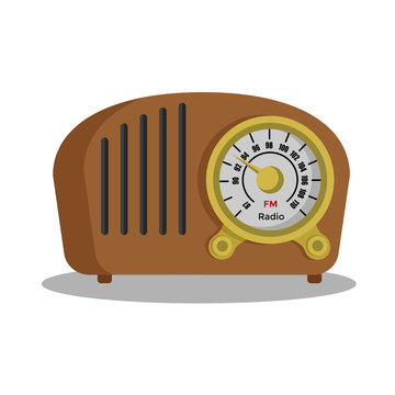 Vintage radio tuner. FM recorder flat design