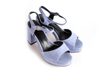 women's shoes on a white background isolated. Copy space text.