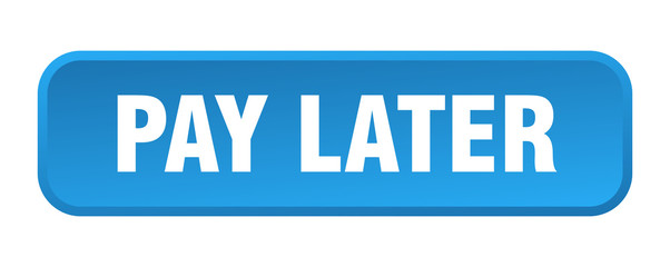 pay later button. pay later square 3d push button