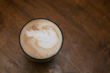 Cappuccino with a pattern of milk foam, latte art